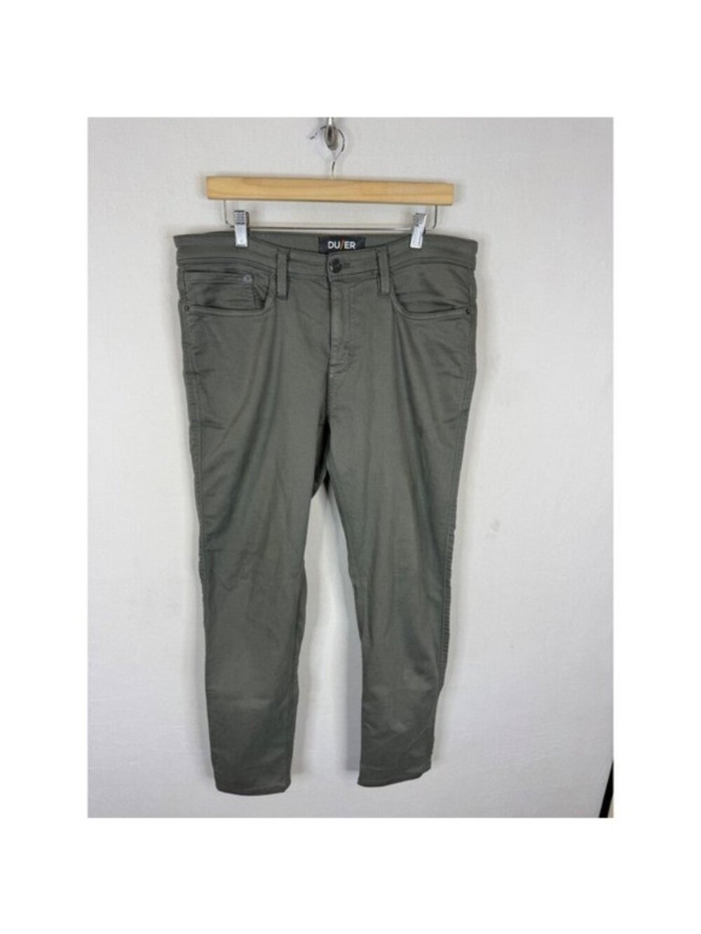 DU/ER No Sweat Pants N2X Slim Fit Olive Green Performance Trousers 33x30 Mens